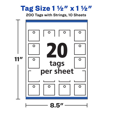 Avery Printable Blank Square Gift Tags with Sure Feed, 1.5